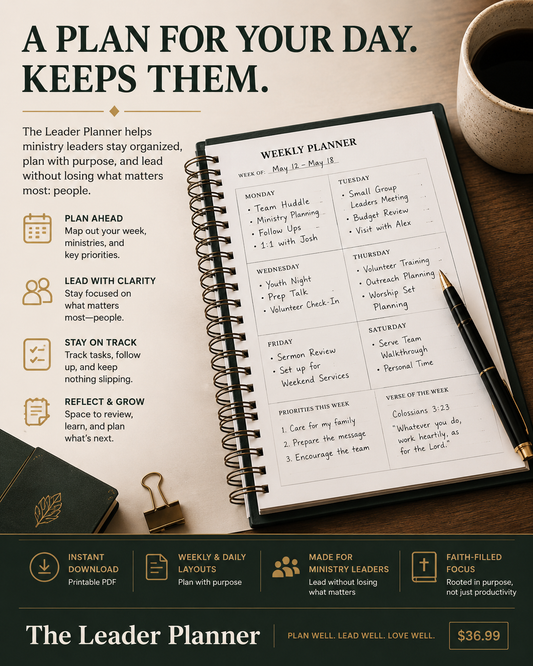 The Leader Planner weekly planning preview for ministry leaders