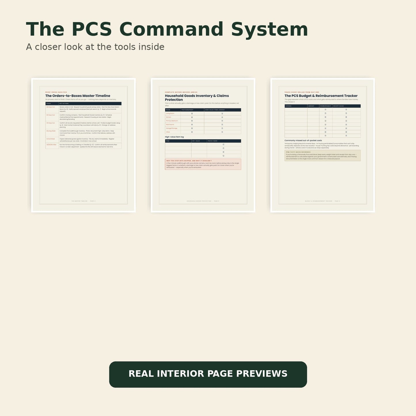Interior page previews from The PCS Command System