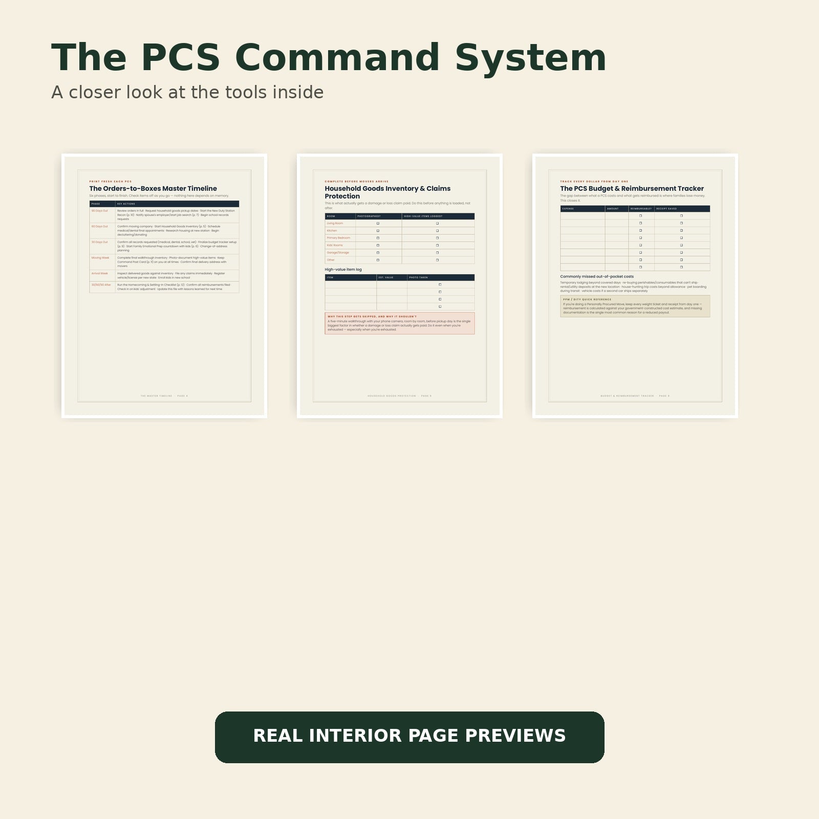 Interior page previews from The PCS Command System