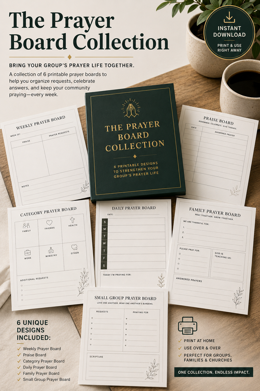 Prayer Board Collection preview showing six printable prayer board designs