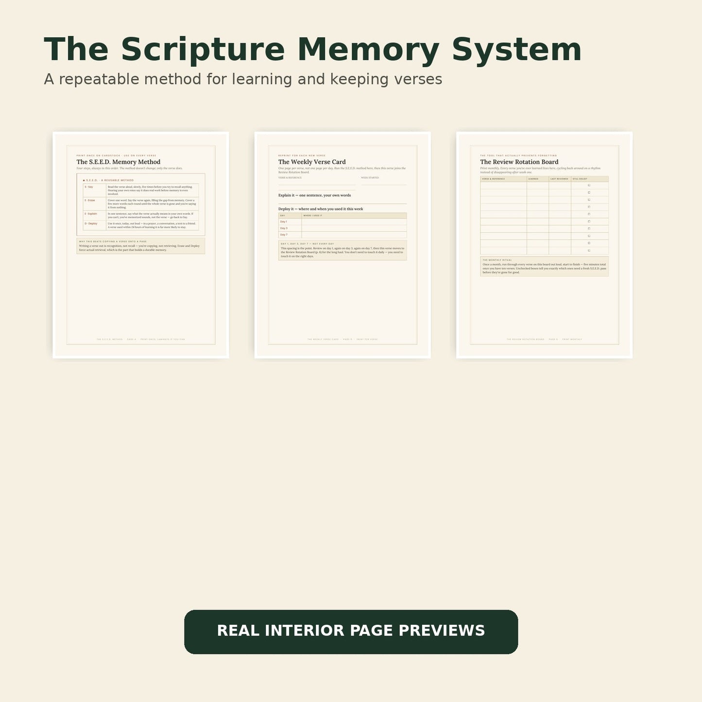 Interior page previews from The Scripture Memory System